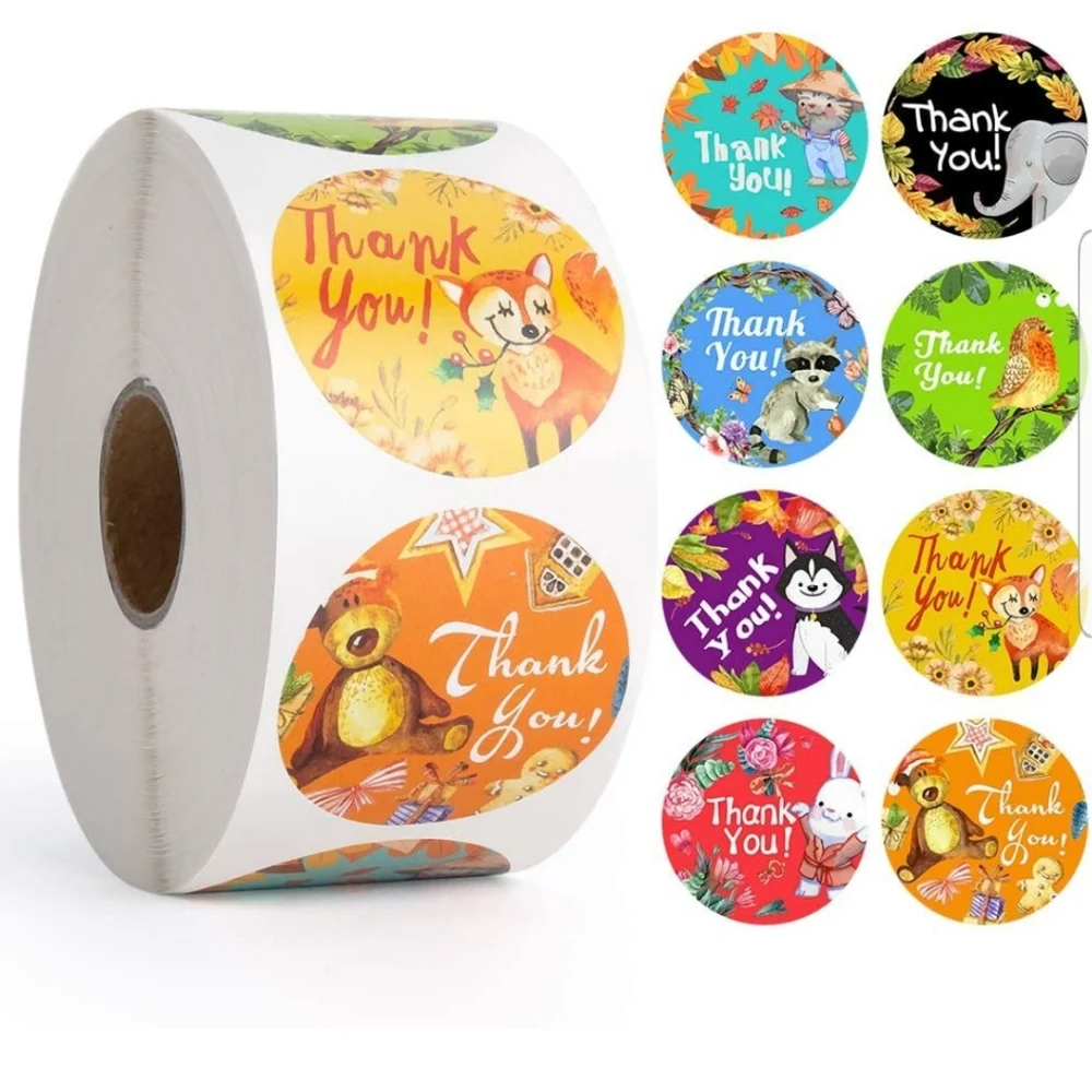 100 ct  1.5 Inch Thank You Stickers, Thank You for